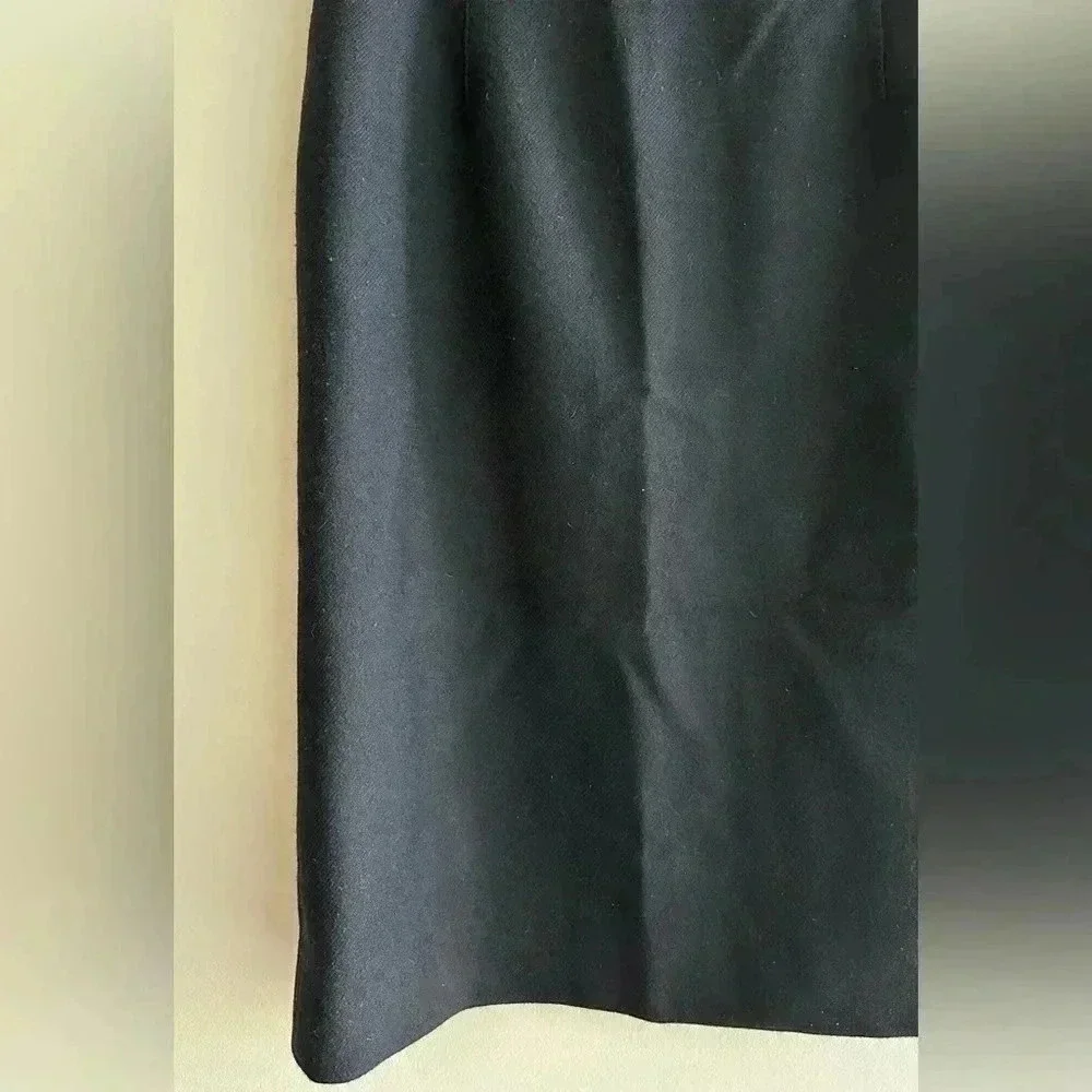 J. Crew Black Wool Skirt, Black Pencil Skirt, Solid Knee-Length Skirt, Size 4